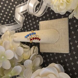 Vintage style Red White Blue Firework Patriotic Ring Adjustable NWT